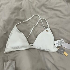 Roxy White Ribbed Triangle Bralette